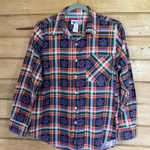 Vintage woman’s button down shirt casual medium plaid